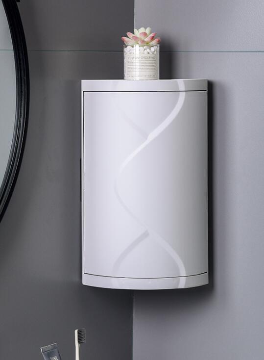 Armoire de salle de bain 360 degrés rotatif Triangle étagère cuisine toilette étagère coin étagère salle de bain étagère de rangement meuble salle de bain: Gray