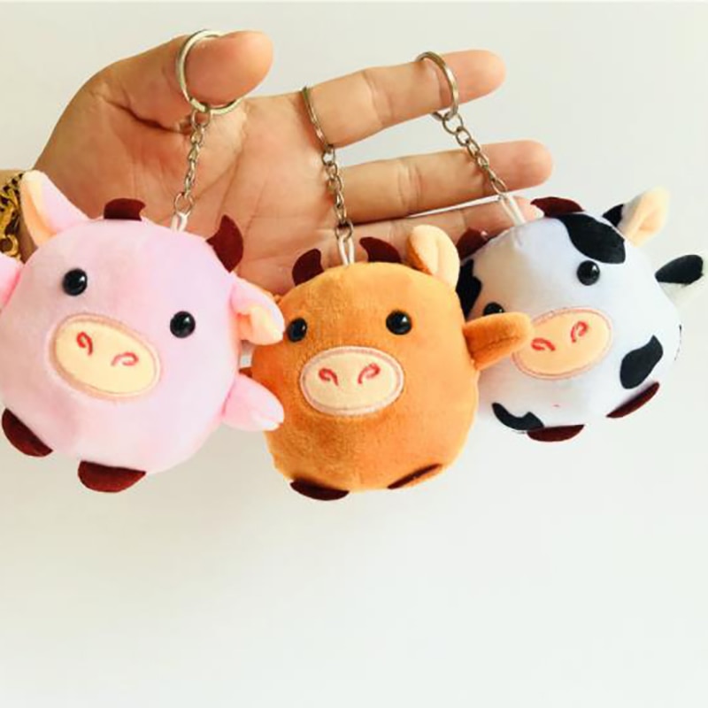 Kleine Koe Rag Knuffels Pop Hanger Sleutelhanger Kinderen Voor Meisje 8Cm Kinderen