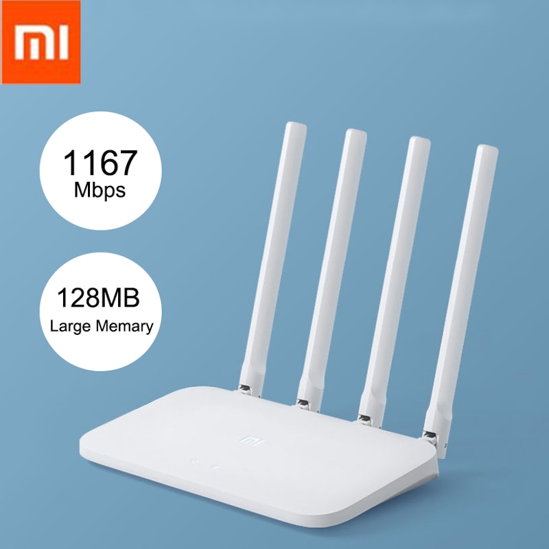 Xiaomi routeur repeteur wi-fi sans fil Mi 4 1167Mbps double bande 2.4/5Ghz 802.11AC longue portée Gigabit répéteur wifi quatre antenne contrôle via application