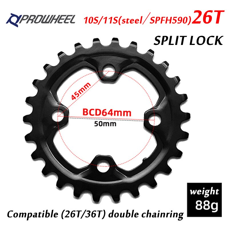 Prowheel Mtb 64/104BCD Dubbel Kettingblad 2*10/11 Speed Fietsketting Ring 26T 28T 36T 38T Mountainbike Kettingwiel Mtb Crankstel: 26T SPFH590