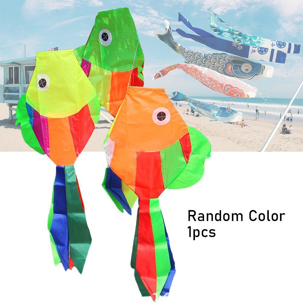 Kinderen regenboog vis vlieger nylon ripstop speelgoed vliegen strand buiten plezier kinderspeelgoed vlieger windzak lijn decoratie tuin wasgoed  c7 i 3
