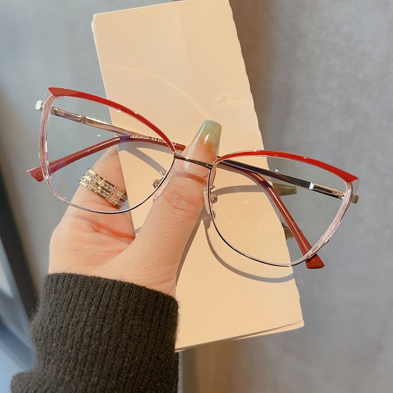 YIMARUILI, montura de gafas ópticas TR90 de aleación ultraligera a la , gafas graduadas Retro de para mujer, montura de gafas tipo ojo de gato TR30: Rojo