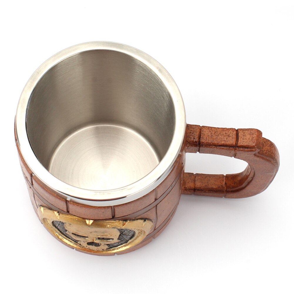 600ml Skull Coffee Mug for Office Desktop Double Insulation Drinking Cup 3D Skull Stainless Steel Halloween Bar Supplies