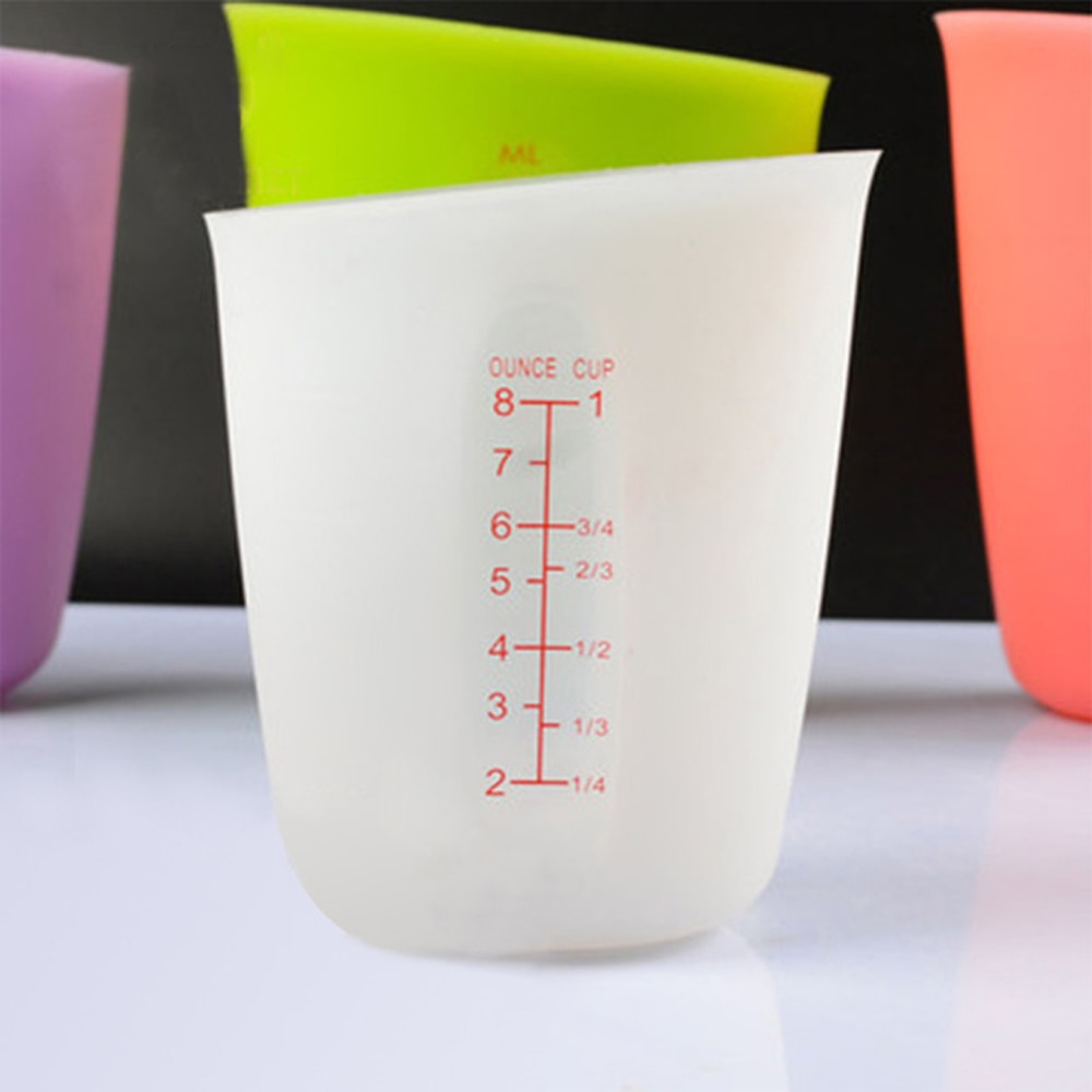 250Ml Siliconen Voedsel Maatbeker Maatbeker Koken Bakken Keuken Meetinstrumenten Wit Groen Roze: WHITE