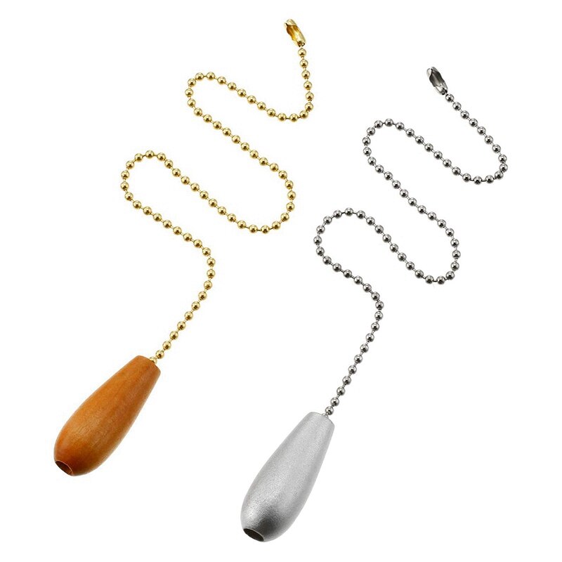 8 Pieces Ceiling Fan Chain Pulls Wooden Pull Chain Extension Pull Chain For Ceiling Light Lamp (Silver And Wood Color)