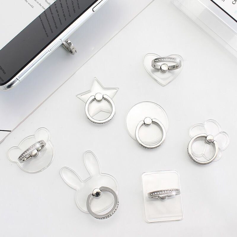Finger Ring Mobile Phone Smartphone Stand Holder Cell Smart Round Phone Ring Transparent Cat Holder Heart Socket Car Mount Stand