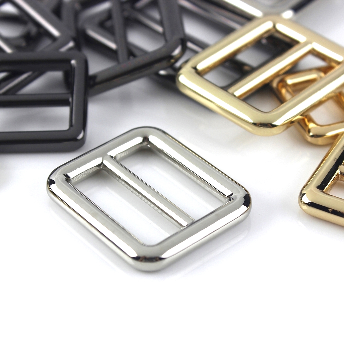 1 pz fibbia tri-scivolare in metallo fuso 3 sbarra regolatore cursore centrale centrale fibbia barra per borsa artigianale in pelle zaino tracolla