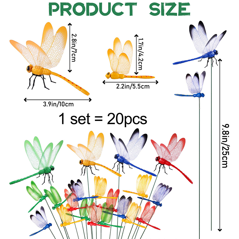 Colorful Dragonfly Garden Decorations Stakes Outdoor Decors Patio Ornaments Balcony Bonsai Accessories Flower Arrangement