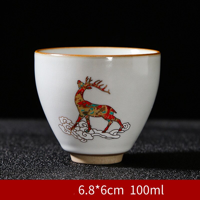Taza de té China pintada a mano, juego de cerámica hecho a mano, taza maestra, tazón de té, taza individual portátil Personal, 4 piezas: G