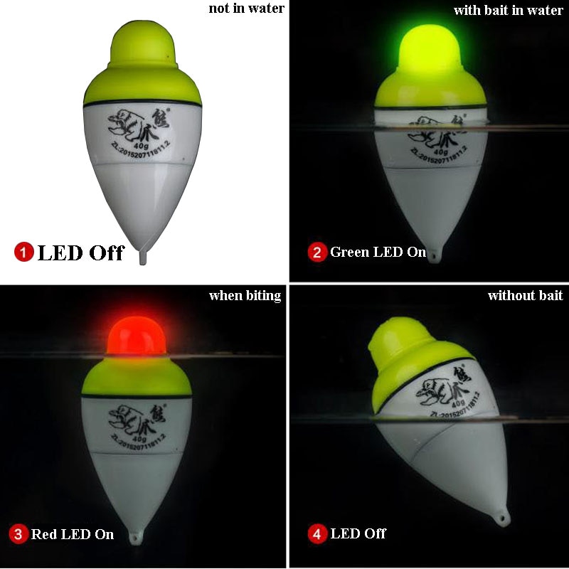 Smart Fishing Float Alarm Fish Bite Aas Trigger LED Licht Automatisch Night Elektronische intelligente Boei Strike Alert