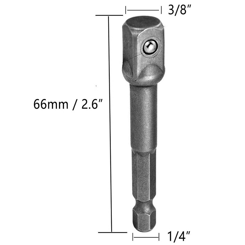 5 Pack 3/8 Inch(10mm) Square Socket Adapter Bit Set, Impact Driver Power Bits for Automotive DIY-1/4 Hex Shank