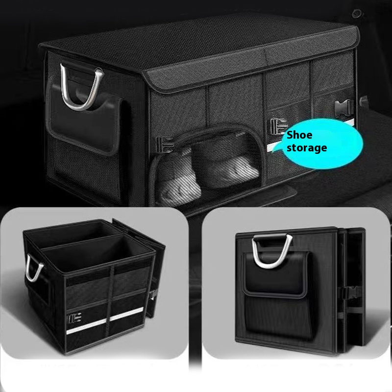 Car trunk foldable luggage storage box waterproof Oxford cloth 112L large capacity camping/fishing car storage box for easy carr