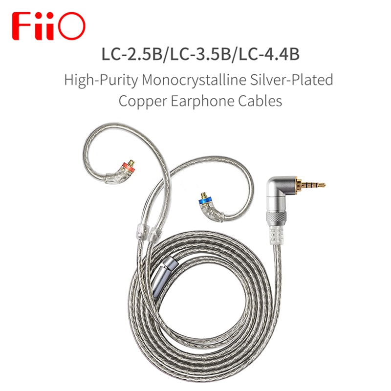 FIIO LC-2.5B LC-3.5B MMCX auricular, cable de repuesto de 4 hebras de alta pureza, Cable OCC plantado en plata de 1,2 m