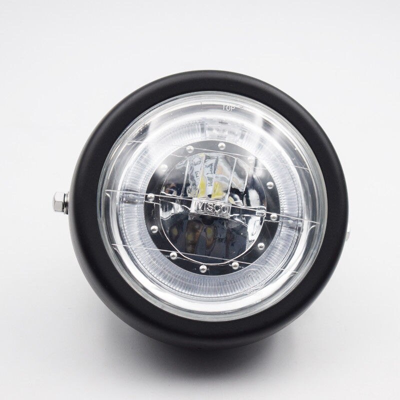 6.5" Retro Motorcycle Headlight Grill Side Mount Cover W/ Bracket Cafe Racer