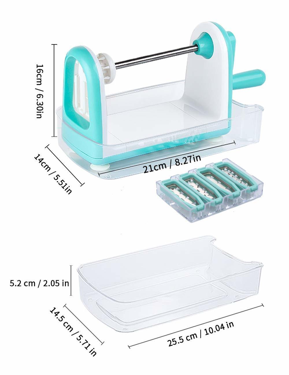 Rebanadora espiralizer de vegetales, máquina de espagueti rebanadora espiral de 5 cuchillas muy afilado con contenedor de alimentos para Fideos de calabacín, Pasta