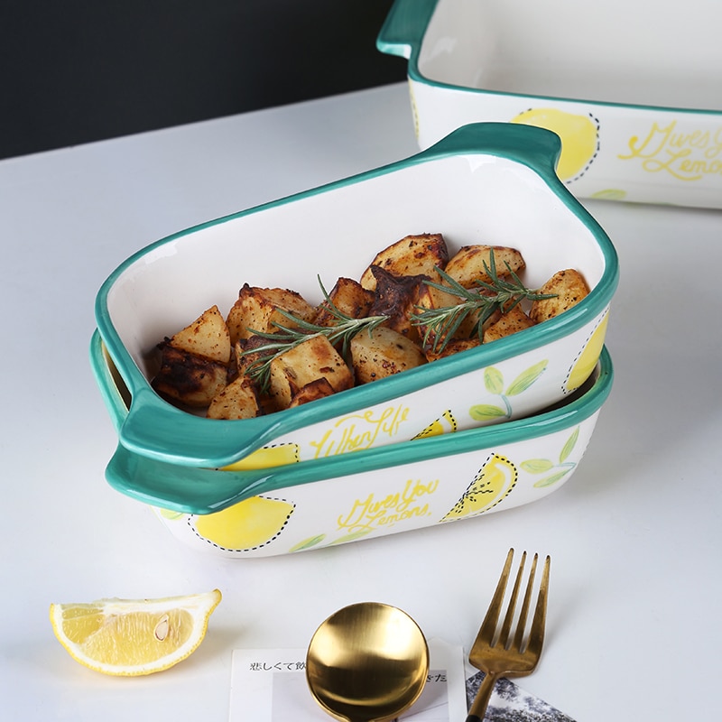 EECAMAIL fersk sitron Keramisk form - Rektangulær form til Bakte Ris & Ost