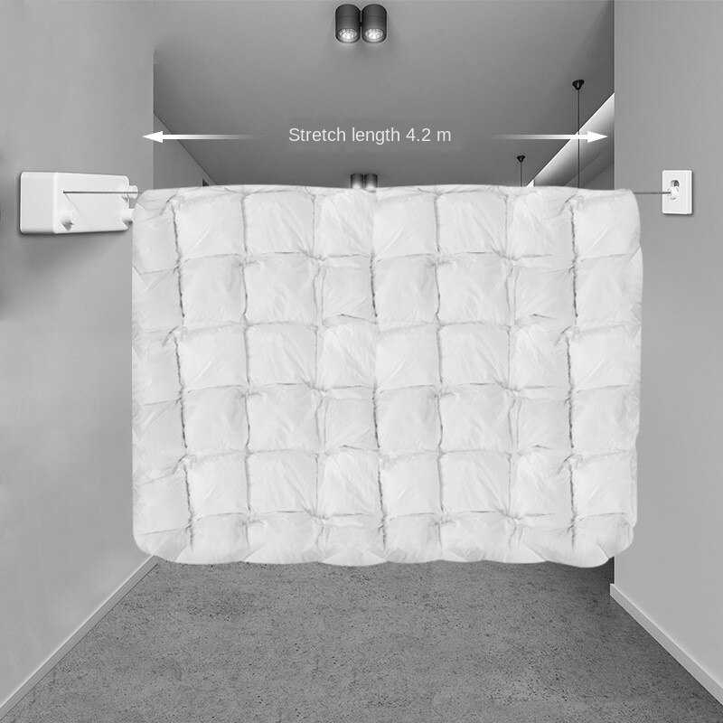 Double rangée corde à linge mural rétractable sèche-linge en acier corde mur cintre sèche-linge intérieur ligne de vêtements WY41002