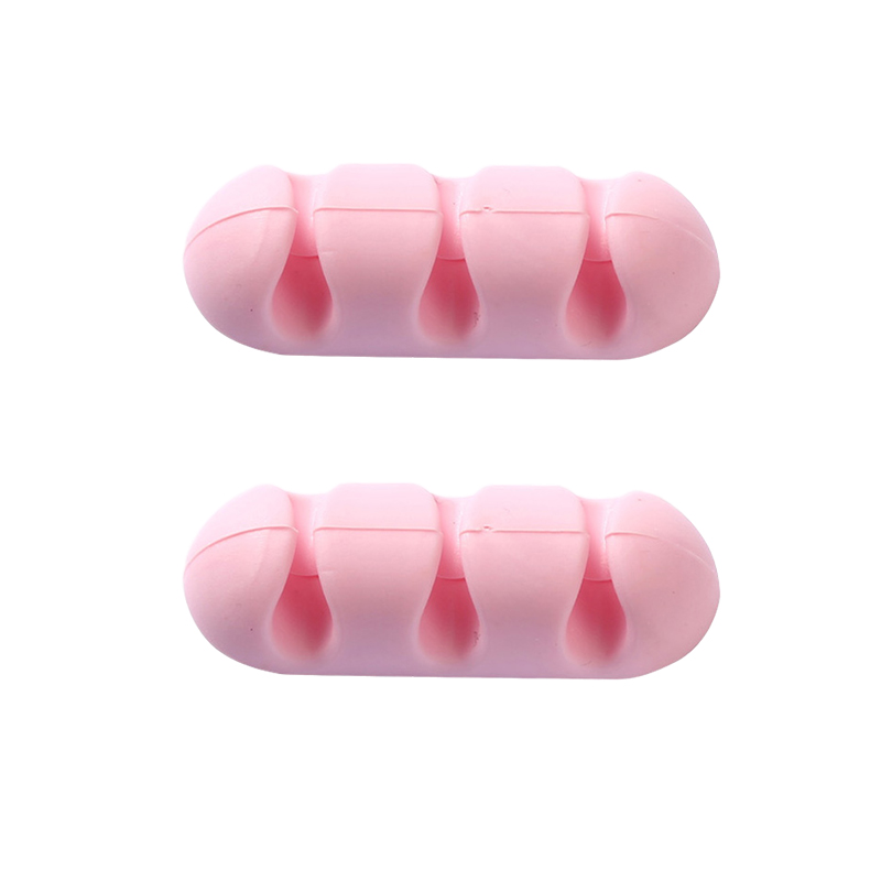 2pcs/lot Desktop Cable Organizer Self-AdheSive Silicone Wire Winder Cord Clip Cable Storage Holder For Office Wire Management: Pink