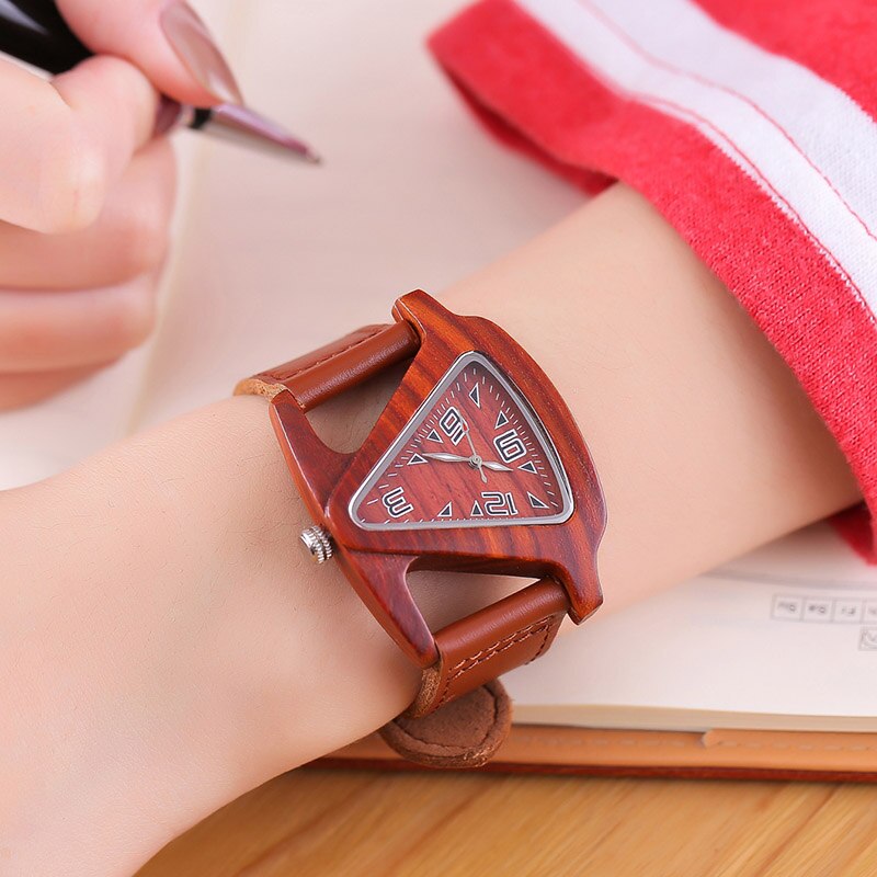 ALK bambou triangle coloré femmes montre-bracelet – Grandado