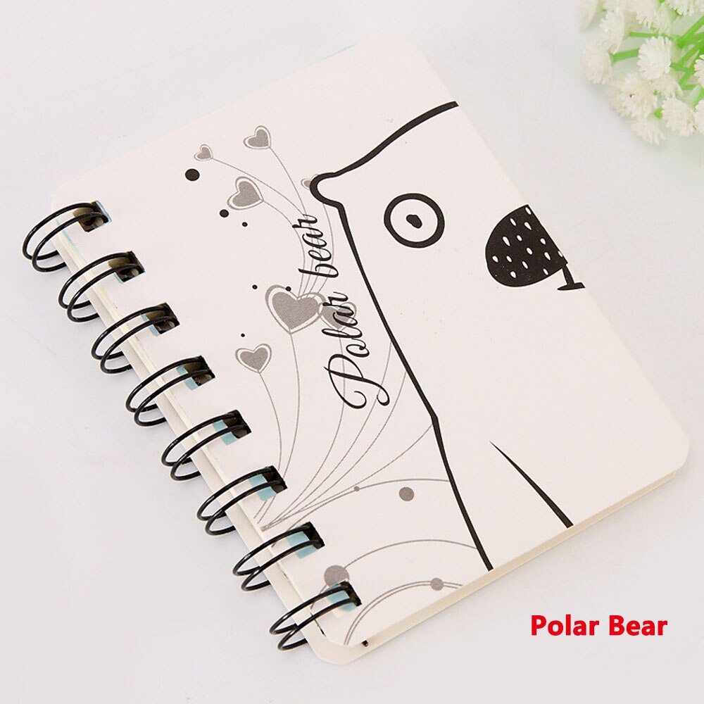 1 Pcs Notebook Creatieve Schattige Dieren Cartoon Rollover Spoel Notebook Flanner Tijdschrift Agenda Dagboek Schetsboek: Polar bear