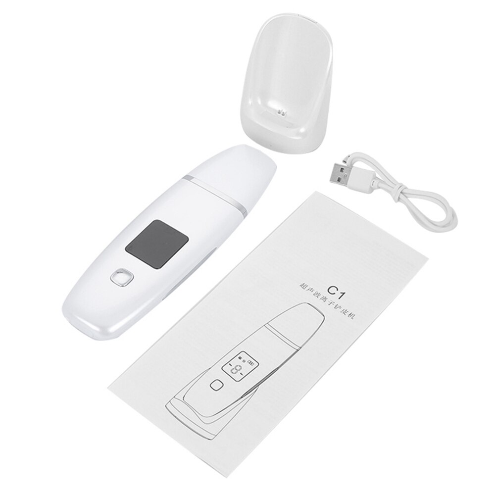 Lcd ultrasone huidreiniger en usb gezichtsstomer luchtbevochtiger diepe facelift reinigingsmachine peeling schep gezicht poriën reinigen: Wit zonder doos