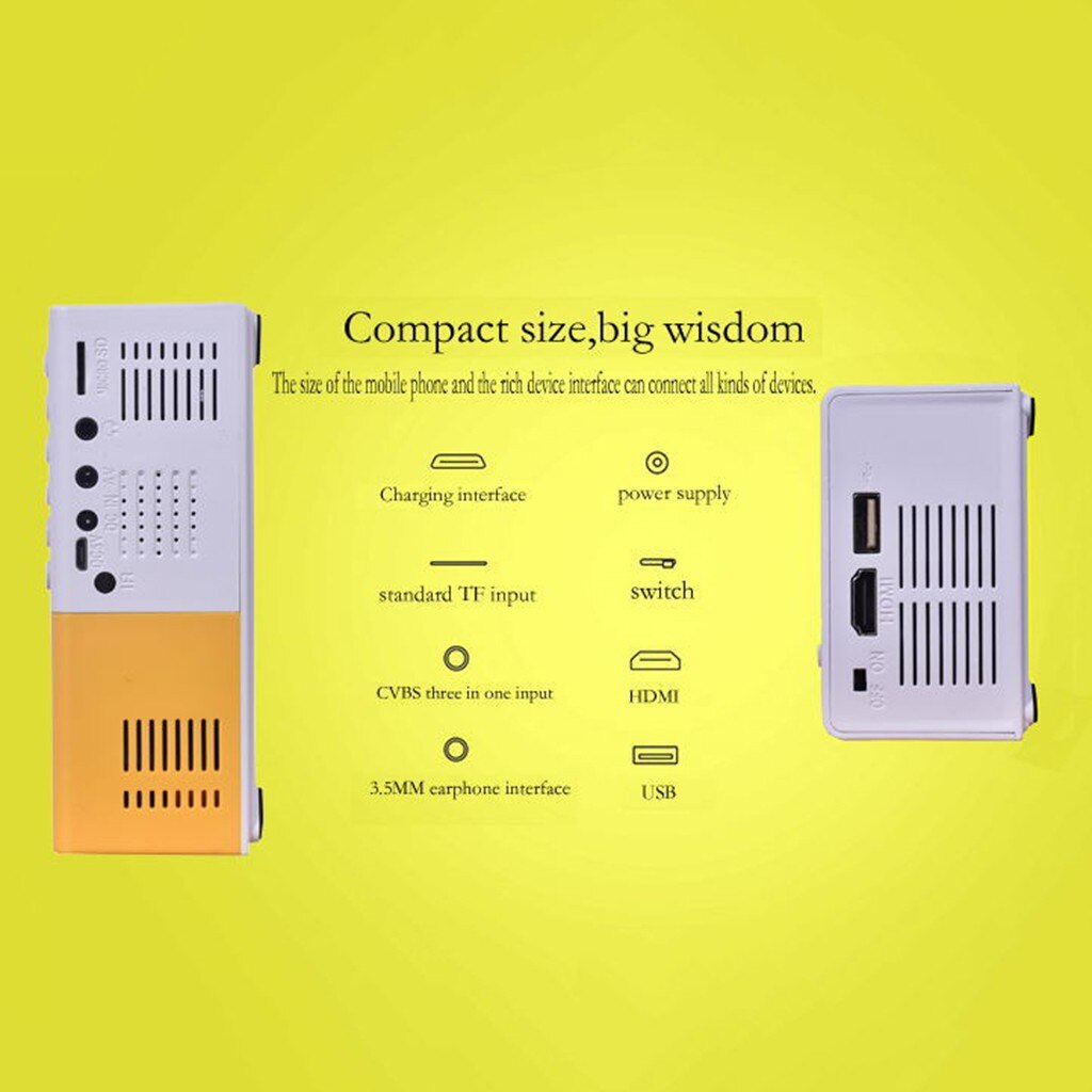 YG300 YG - 300 Mini LCD Projector Full HD Video Projector LED 600LM 320 x 240 1080P Mini Proyector for Home Theater Media Player