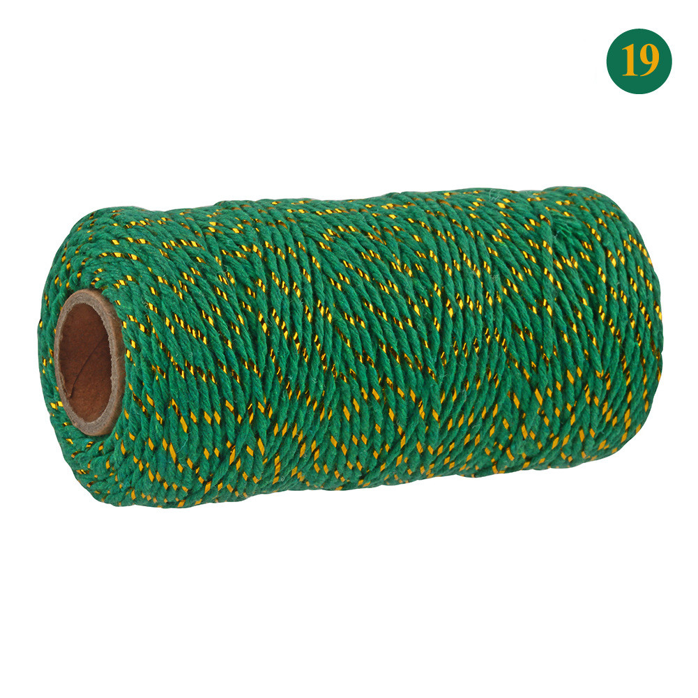 Hilo de algodón colorido para manualidades, hilo de macramé, para envolver , decoración de boda, 100 m/rollo: Green gold