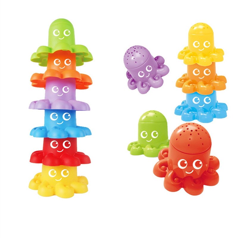 Bad Speelgoed Leuke Octopus Stapelen Cups Leuke Octopus Baden Cup kinderen Klein Speelgoed voor Peuters Kids Octopus Bad Speelgoed