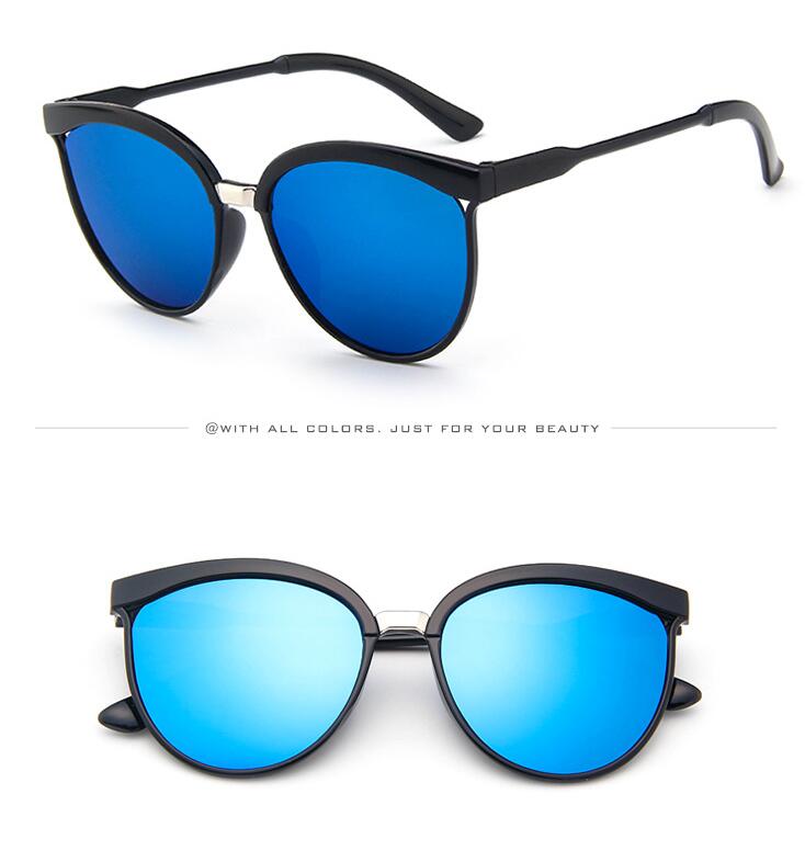 Retro cat eye zonnebril dames merk spiegel cateye zonnebril voor dames tinten  uv400 zonnebrillen: Blauw