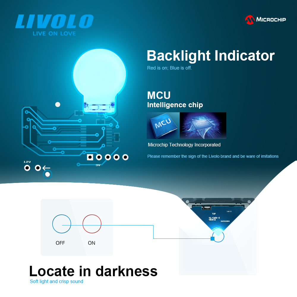 Livolo UK standard Wall Light Touch Switch,Glass Panel,touch sensor control,with led backlight,1-4gangs,wall touch switch