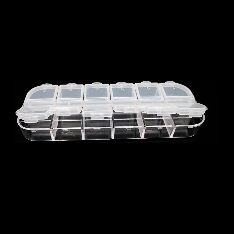 12 zellen Nagel Kunst Dekorationen Lagerung fallen Leere Container Edelsteine funkeln Perlen Strass Lagerung Kasten