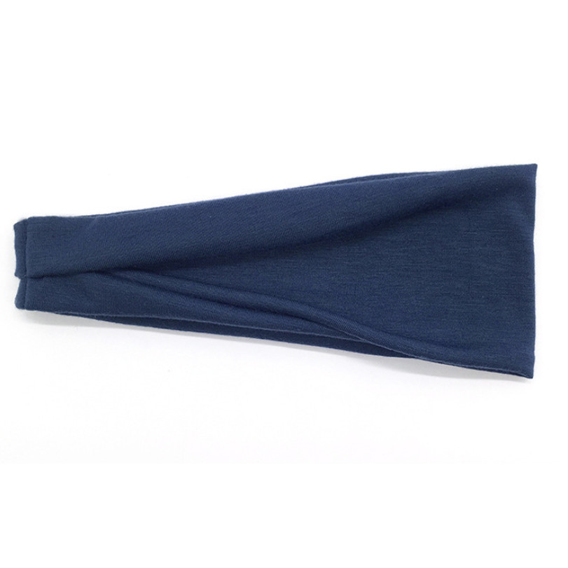 Banda para la cabeza de algodón para mujer, bandas para el cabello a la para mujer, turbante liso, diadema tejida torcida, accesorios para la cabeza anudados: Azul marino