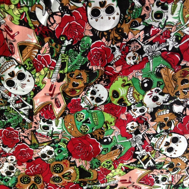 Tc polyester bomuld calico rose kraniet stoffer ved værfterne billige almindeligt vævet julestof halloween accesorios  tj1348: 2 / 45 x 145cm