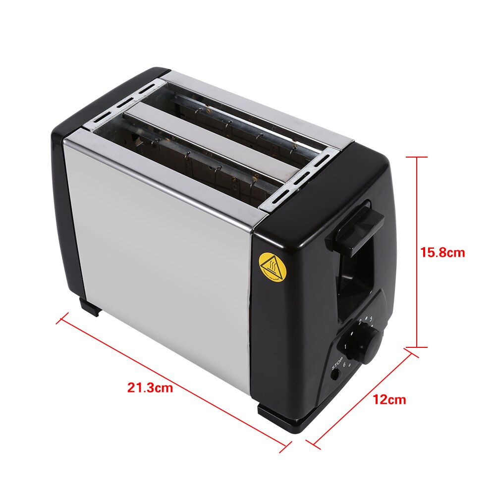 Electric Toaster 2-Slice Toaster Stainless Steel Machine 750W Electric for Breakfast Household Bread Baking Wide-slot Toaster