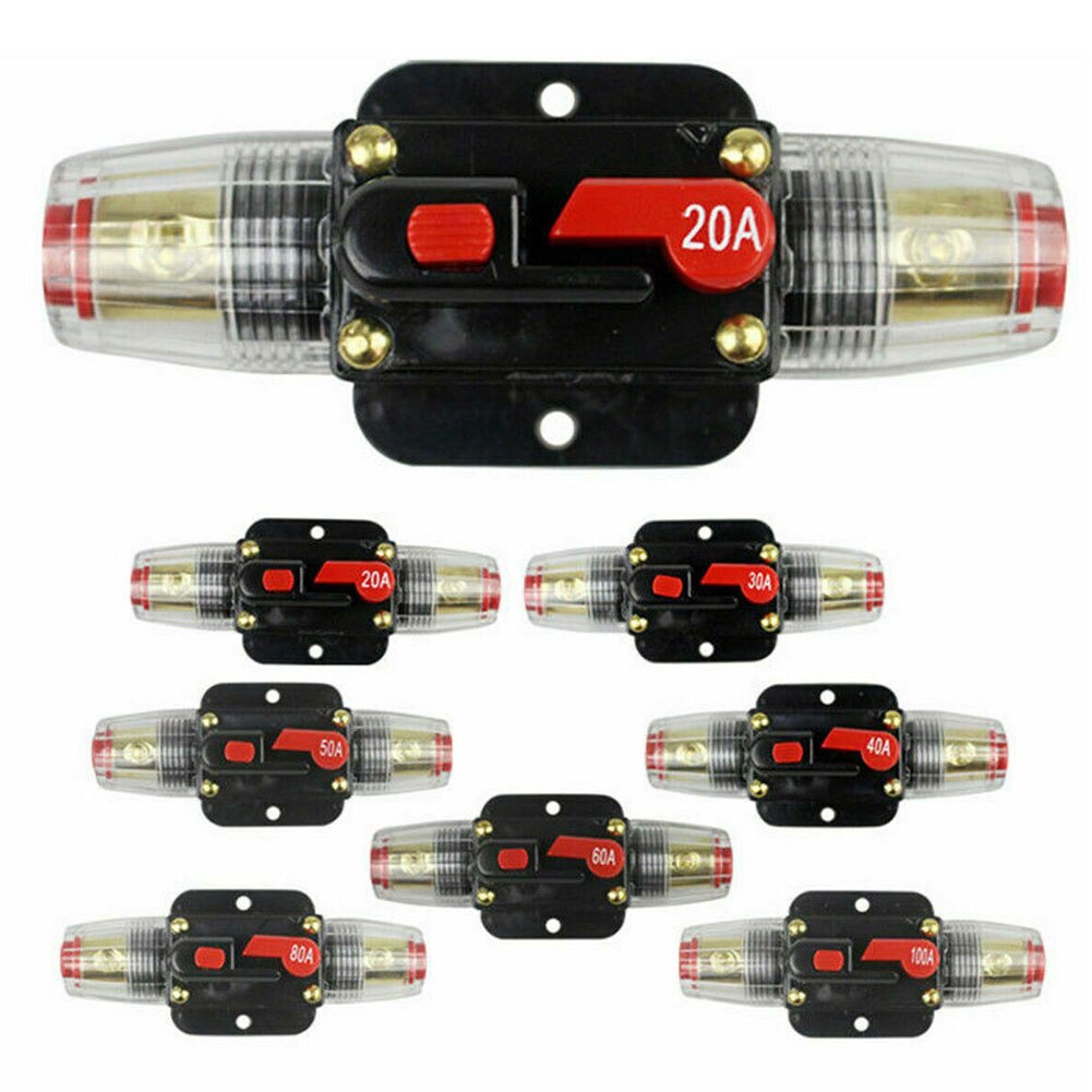12V 24V 20-100A Auto Car Stereo Audio Thermal Circuit Breakers Reset table Fuse Holder overload Protector Push Button Switch