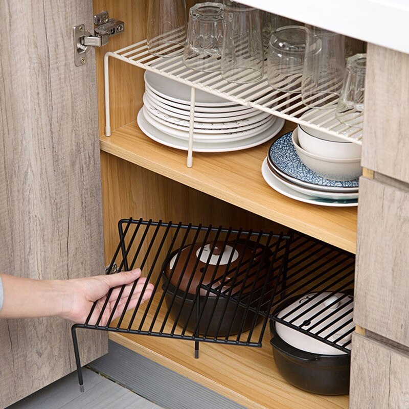 Expandable Cabinet Shelf Adjustable Kitchen Countertop Organizer Storage Rack for Dish Cookware Canned Food Mugs Cups