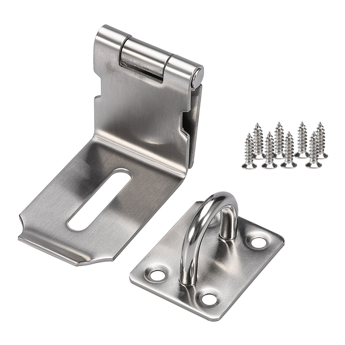 Durable Stainless Steel Hasp Latch And Staple Gate Anti-theft Door Shed Latch Lock For Padlock Household Safety 90 Degree K802: Default Title