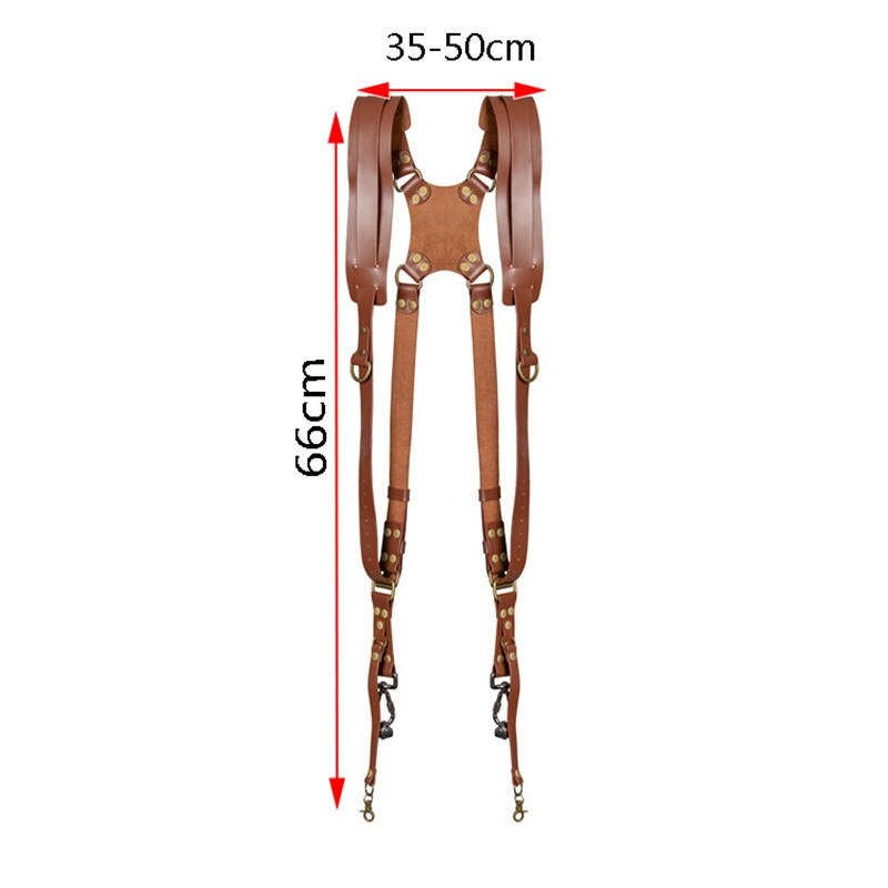 Lederen Camera Dubbele Strap Camera Harnas Voor Twee Camera &#39;S Lederen Dubbele Schouderriem Dubbele Bescherming Tegen