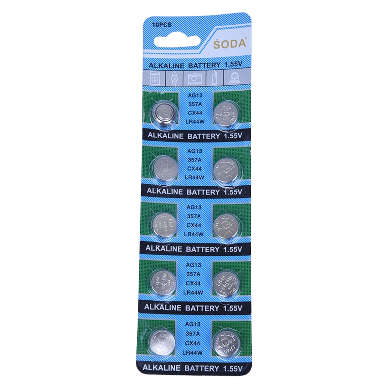 Lot de 10 Piles AG13 LR44 G13-A D303 L1154 L1154F EPX76 A76 RW82 357 SR44 alcaline