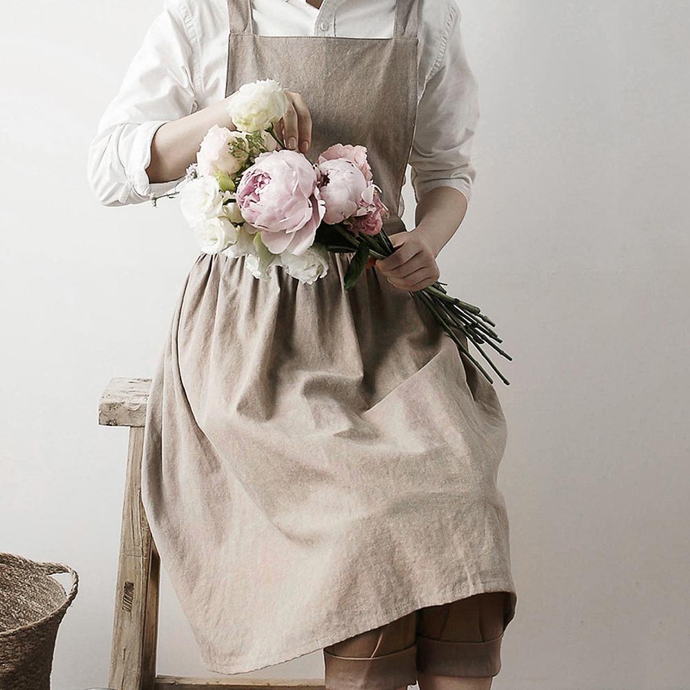 Nordisk simpel blomsterhandler forklæde bomuld linned havearbejde kaffebarer køkken forklæder til kvinde madlavning bagning restaurant vintage forklæde