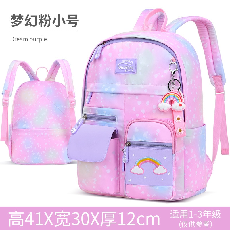 Zaini scuola per bambini arcobaleno moda per ragazze zaini scuola ortopedici primari impermeabili zaino per bambini zaino per libri mochilas: small pink1