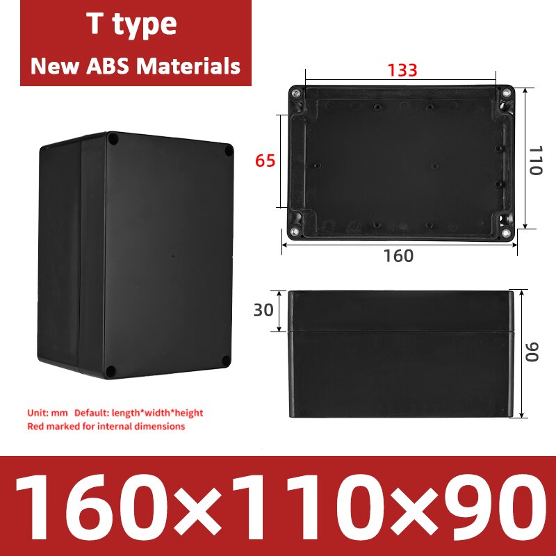 Project Box ABS Plastic IP65 Waterproof Dustproof Electrical Junction box Enclosure Black Housing Instrument Case: 160x110x90mm