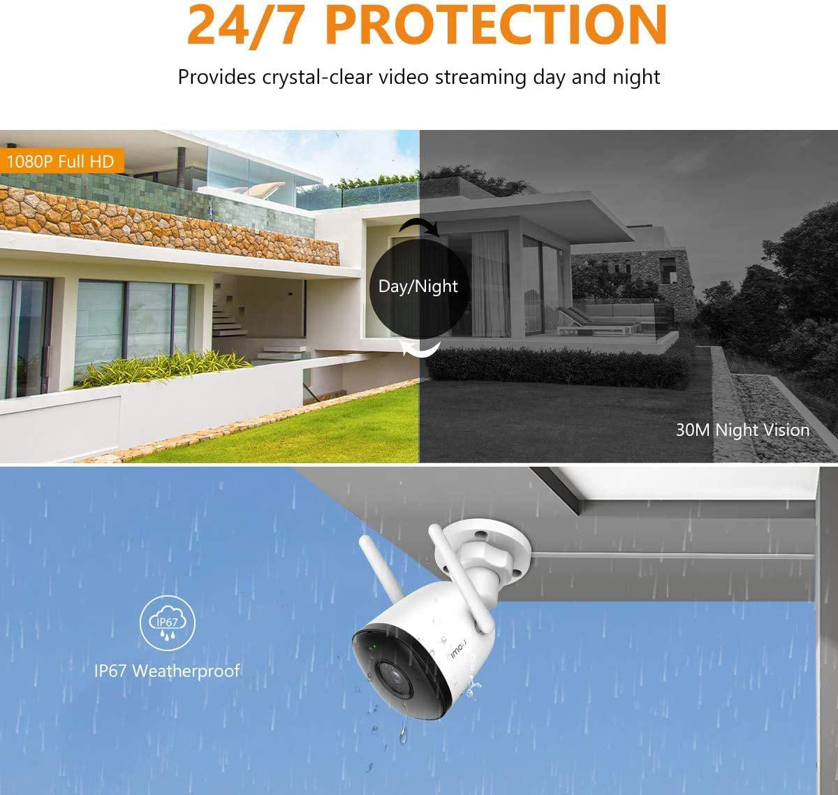 IMOU 4MP 2MP balle 2C caméra Wi-Fi double antenne Vision nocturne extérieure IP67 enregistrement résistant aux intempéries AI détection humaine