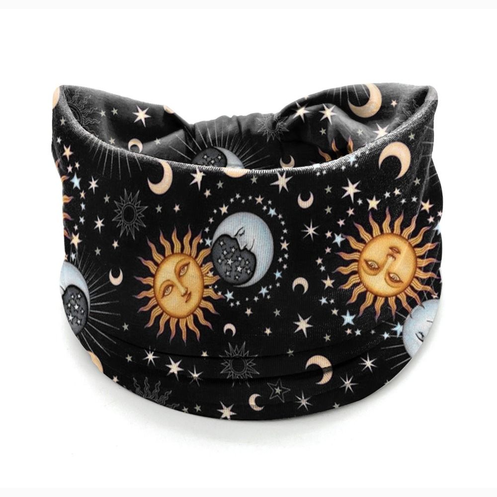 Boho Flower Print Wide Headbands Vintage Knot Elastic Turban Headwrap for Women Girls Soft Bandana Hair Accessories: Yellow