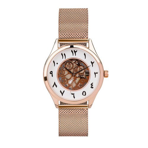 Montres arabes pour hommes, montre arabe en cuir, pour hommes: rose gold mesh