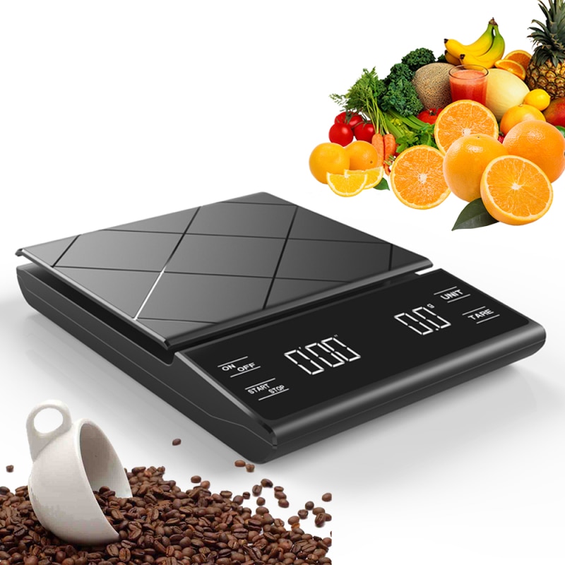 Báscula de café inteligente con temporizador, balanza Digital de cocina, báscula de café por goteo para el hogar, portátil, de precisión, 3KG/0,1g
