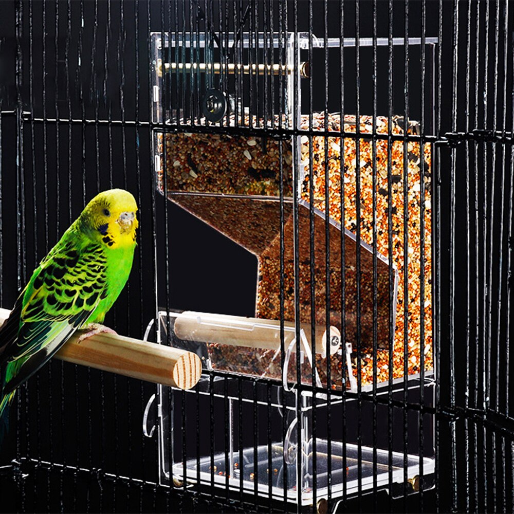 Automatic Bird Feeder Pet Bird Cage Feeder Food Container Transparent Parrot Feeding Box