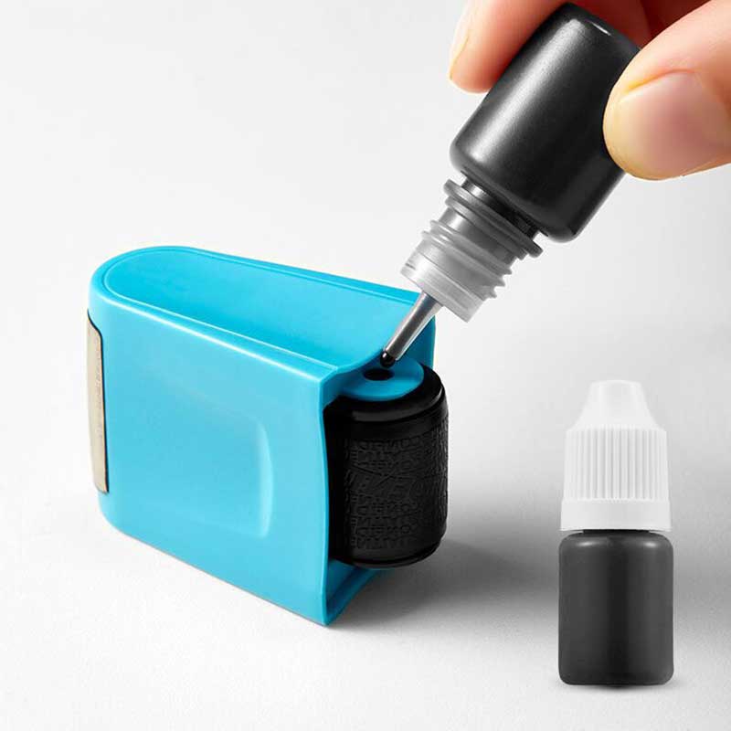 Blue Your ID Confidential Seal Roller Self Inking Stock Stamp Secret Seal Theft Protection Code Guard Office File Stamp Tool