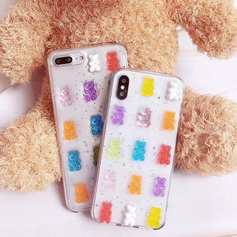 Signalshin 3D cute bear pear Phone Case For Xiaomi 10 Redmi Note 9S 8 8A 7 K20 K30 Pro Lite flowers Daisy Capsule small Cover