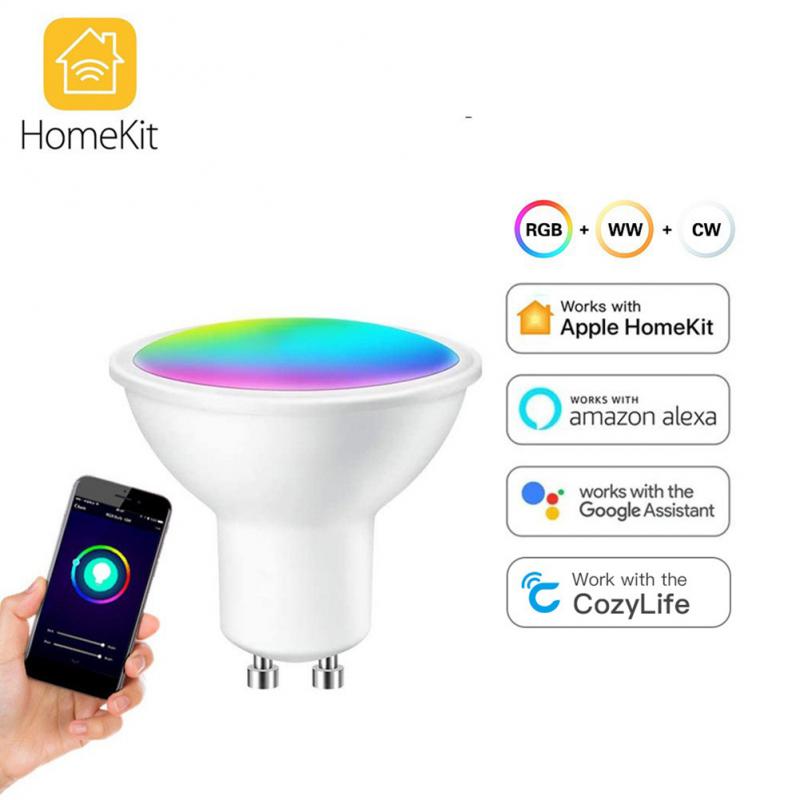 Cozylife – projecteur intelligent WIFI GU10 RGBCW, avec application Mobile, gradation et correspondance des couleurs, compatible avec Alexa, contrôle de haut-parleur, Homekit: 2PCSWith Homekit